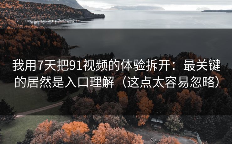 我用7天把91视频的体验拆开：最关键的居然是入口理解（这点太容易忽略）