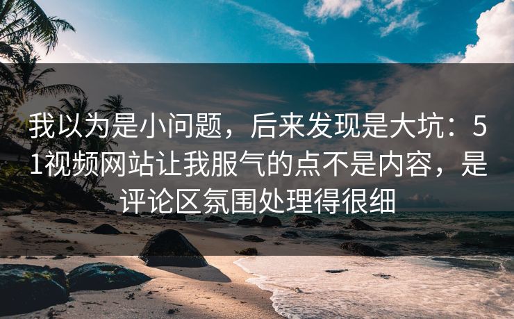 我以为是小问题,后来发现是大坑:51视频网站让我服气的点不是内容,是评论区氛围处理得很细